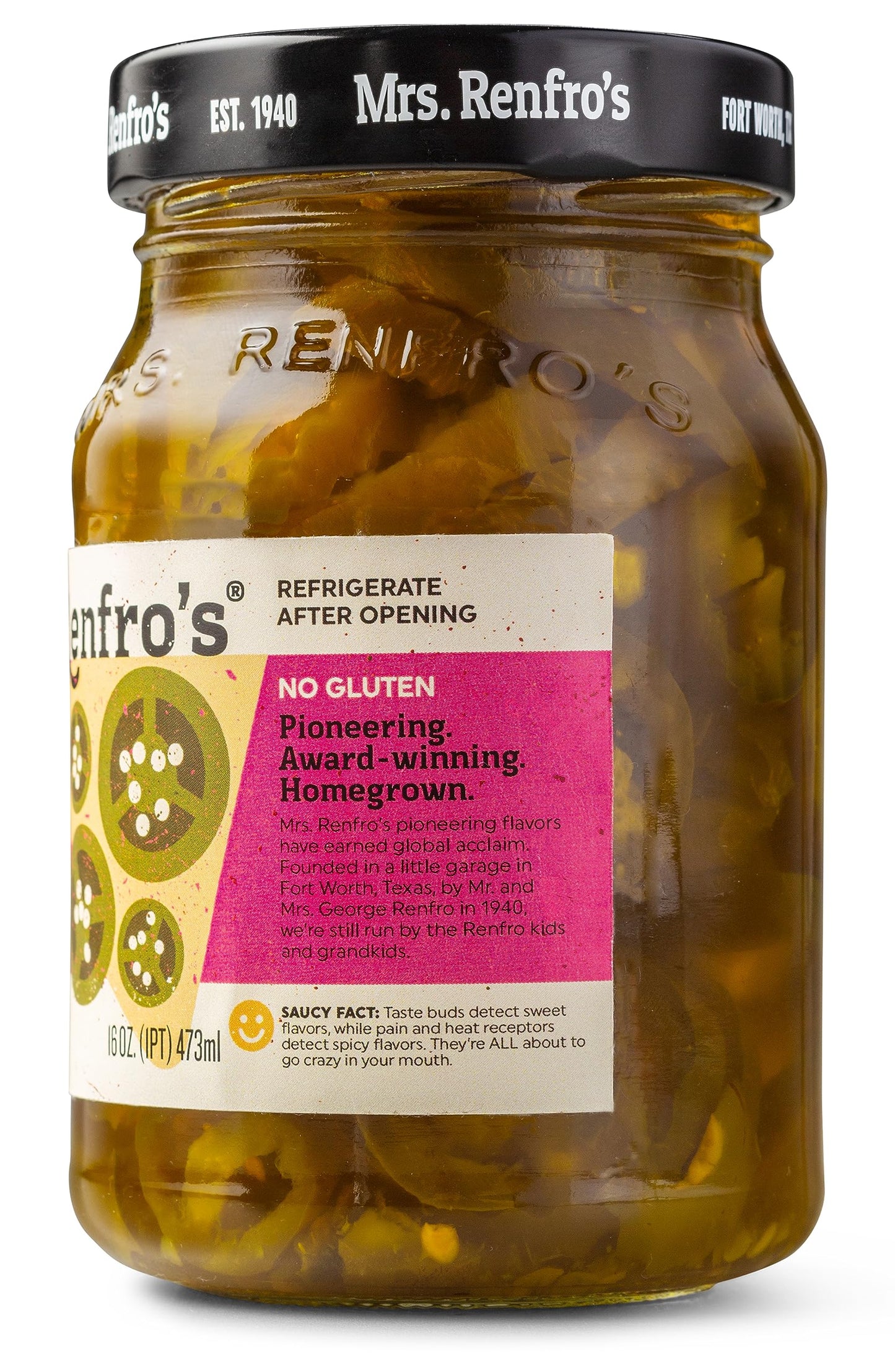 Mrs. Renfro'S Sweet & Hot Jalapeno Peppers, Gluten Free, 16 Oz Jar, Pack Of 4
