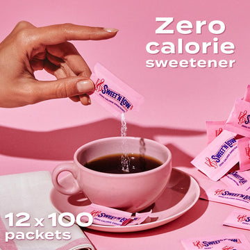 Sweet'N Low Zero Calorie Sweetener Packets, 100 Ct Box, 12 Pack, Kosher & Gluten Free, Low Glycemic Index, Individual Tea And Co