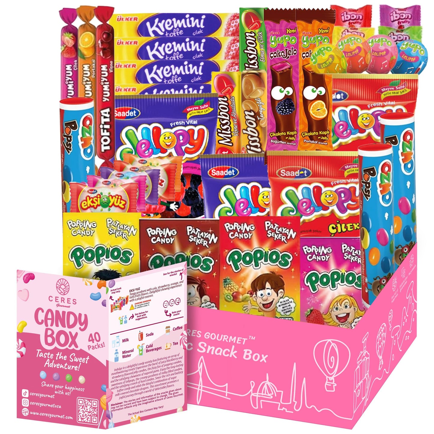 Candy Box From Around The World, Foreign Rare Unique Mystery Candy Gift Box, 40 Pcs Cool International Exotic Candy Snacks Varie