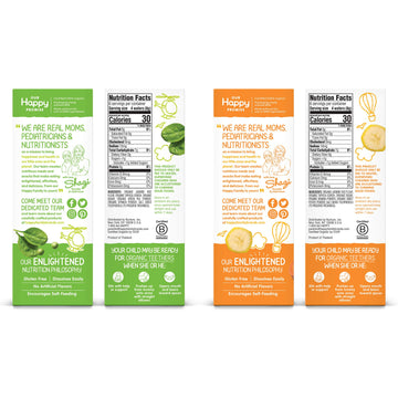 Happy Baby Organics Gluten Free Organic Teethers 2 Flavor Variety Pack (Pea & Spinach/Sweet Potato & Banana), 12 Count (Pack Of