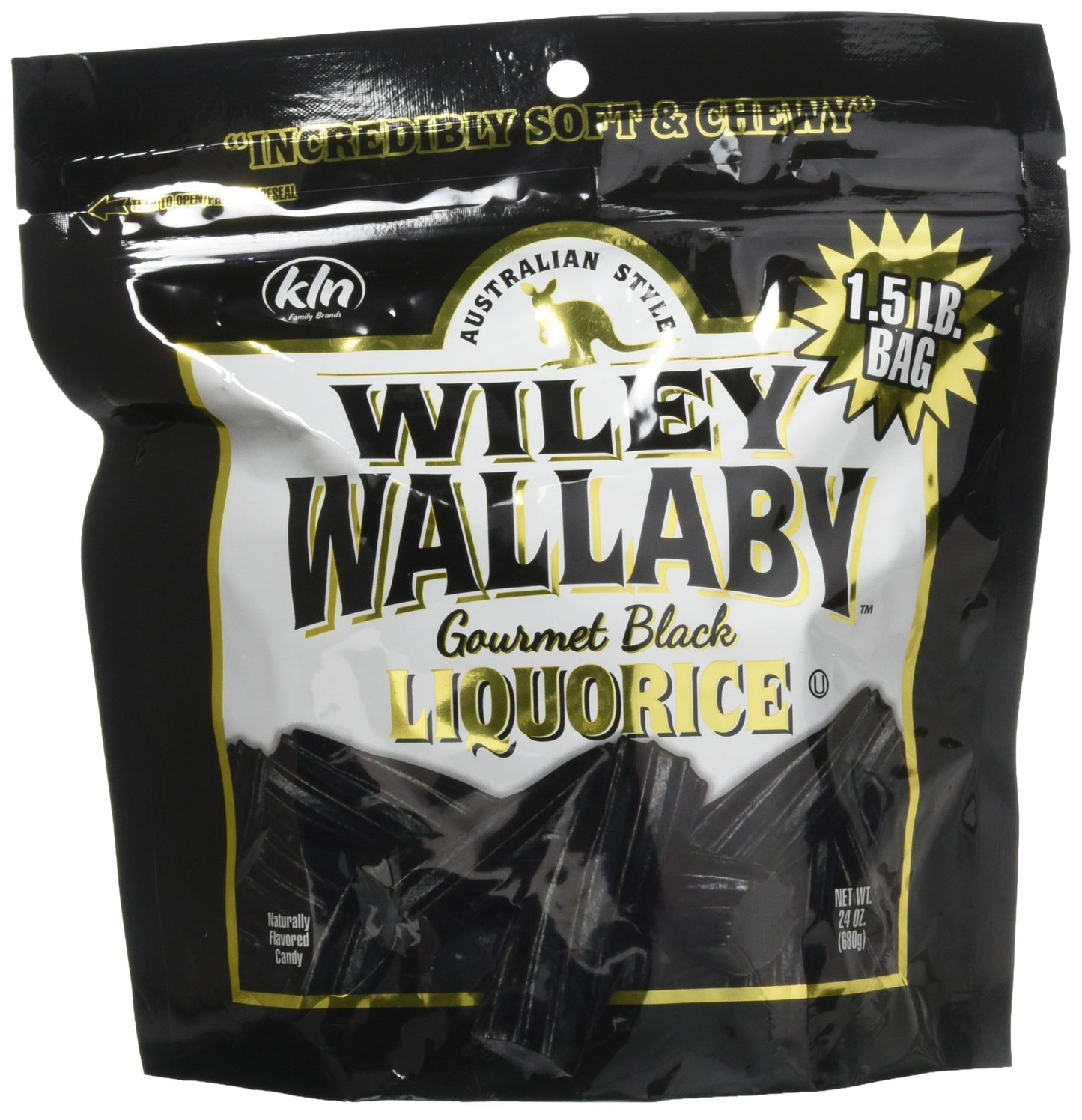 Wiley Wallaby Australian Goumet Style Black Licorice Candy 24 Oz. (Pack of 4)4