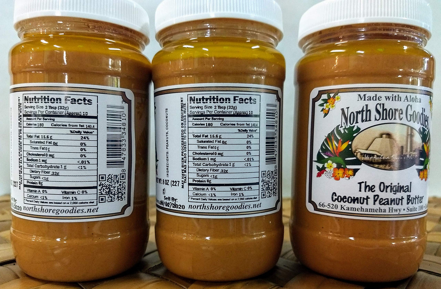 North Shore Goodies Coconut Peanut Butter Gift Set - 8oz (Pack of 3) - All Original Flavor - Perfect for Gifting and Snacking