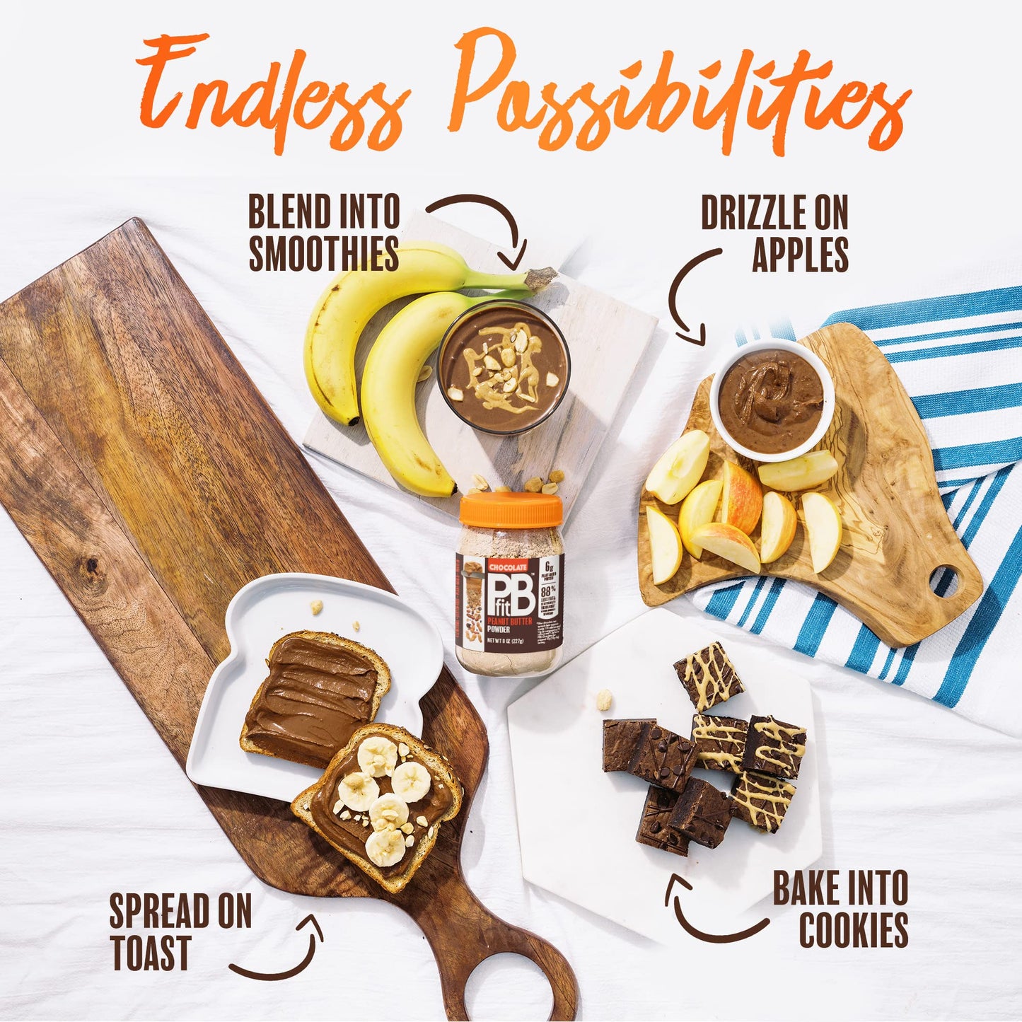 Pbfit 8 Ounce Peanut Butter Powder Chocolate Flavor, Cocoa Powdered Peanut Butter Spread From Real Roasted Peanuts And Cocoa, 6G Of Protein 7% Dv, Gluten-Free, 70 Calories, 88% Less Fat (Pack Of 1)