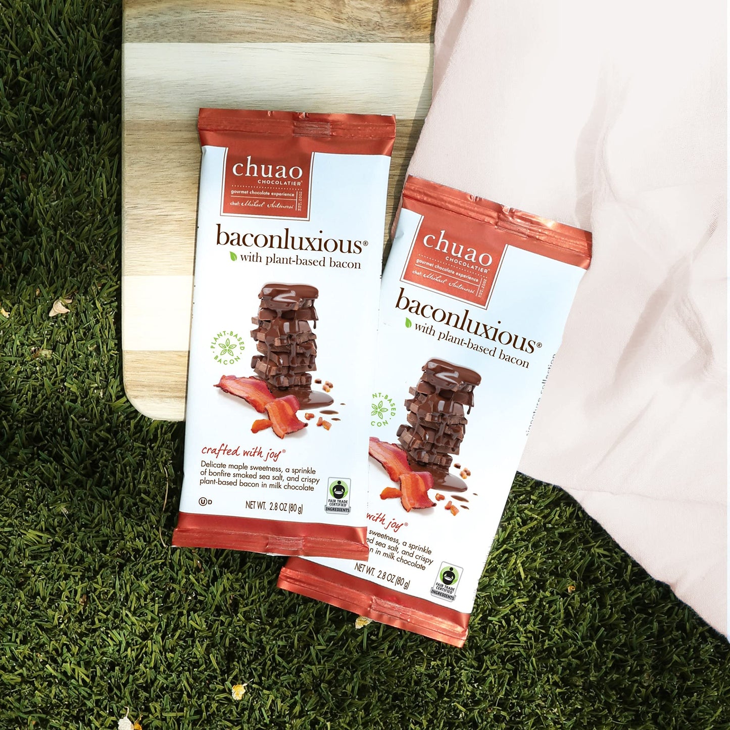 Chuao Chocolatier Baconluxious Chocolate With Plant-Based Bacon Milk Chocolate Bars | Gourmet Chocolate Artisan European No Preservatives | For Gift Baskets, Christmas, Valentines Day, Gifts For Women, Men, Birthday, Thank You, Care Package | 12 Pack