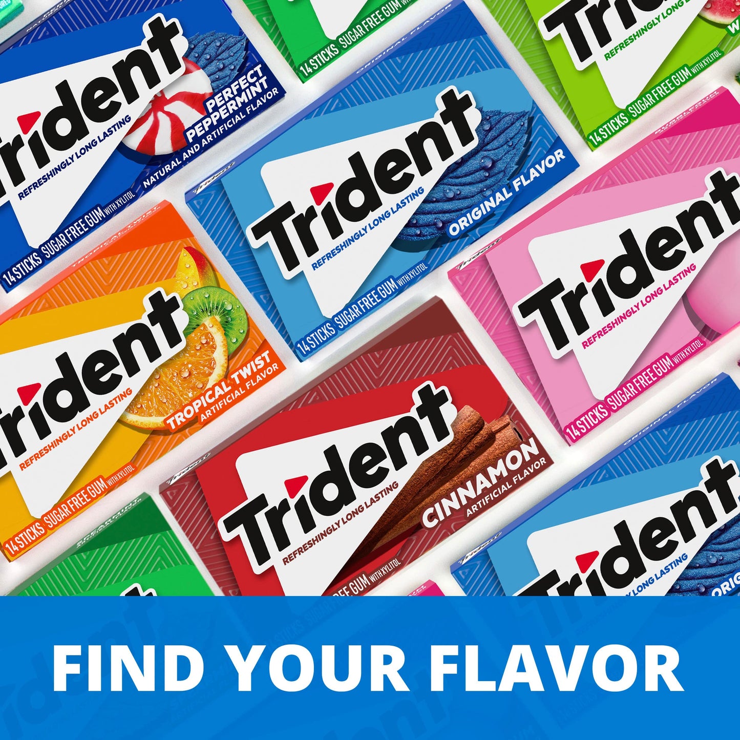 Trident Sugar Free Gum Perfect Peppermint Flavor 14 Count(Pack of 3)