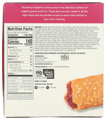 365 By Whole Foods Market, Organic Mixed Berry Cereal Bar 6 Count, 7.8 Ounce