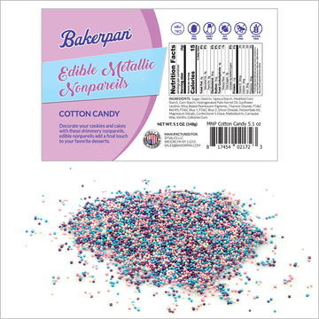 Bakerpan Edible Pastel Colors Nonpareils Sprinkles For Cupcakes, Pastel Sprinkles Edible For Cake Decorating - 5.1 Ounces (Made In Usa)