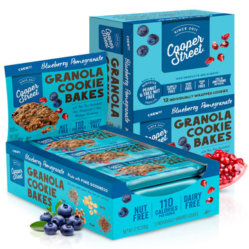 Cooper Street - Chewy Granola Bakes, Blueberry Pomegranate Oatmeal Cookies, Alternative To Granola Bars & Fruit And Vegetable Bars, No Nuts, Dairy, Soy & Artificial Ingredients, 12Ct Economy 2 Packs