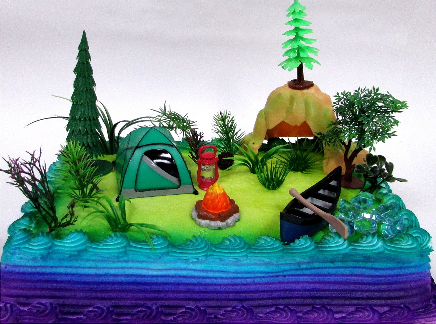 Nature Scene CAMPING 20 Piece Birthday CAKE Topper Set, Featuring Camping Items and Decorative Themed Accessories