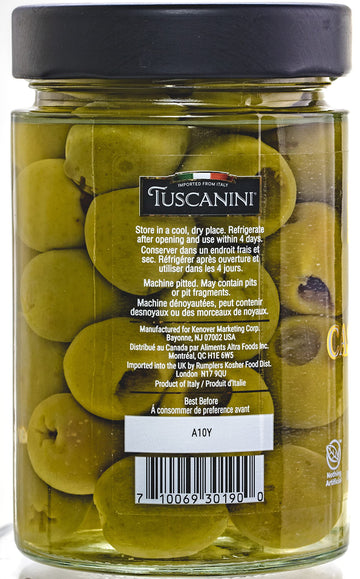 Tuscanini Premium Italian Castelvetrano Green Pitted Olives 10.9Oz | Mild & Smooth Flavor | Imported From Italy