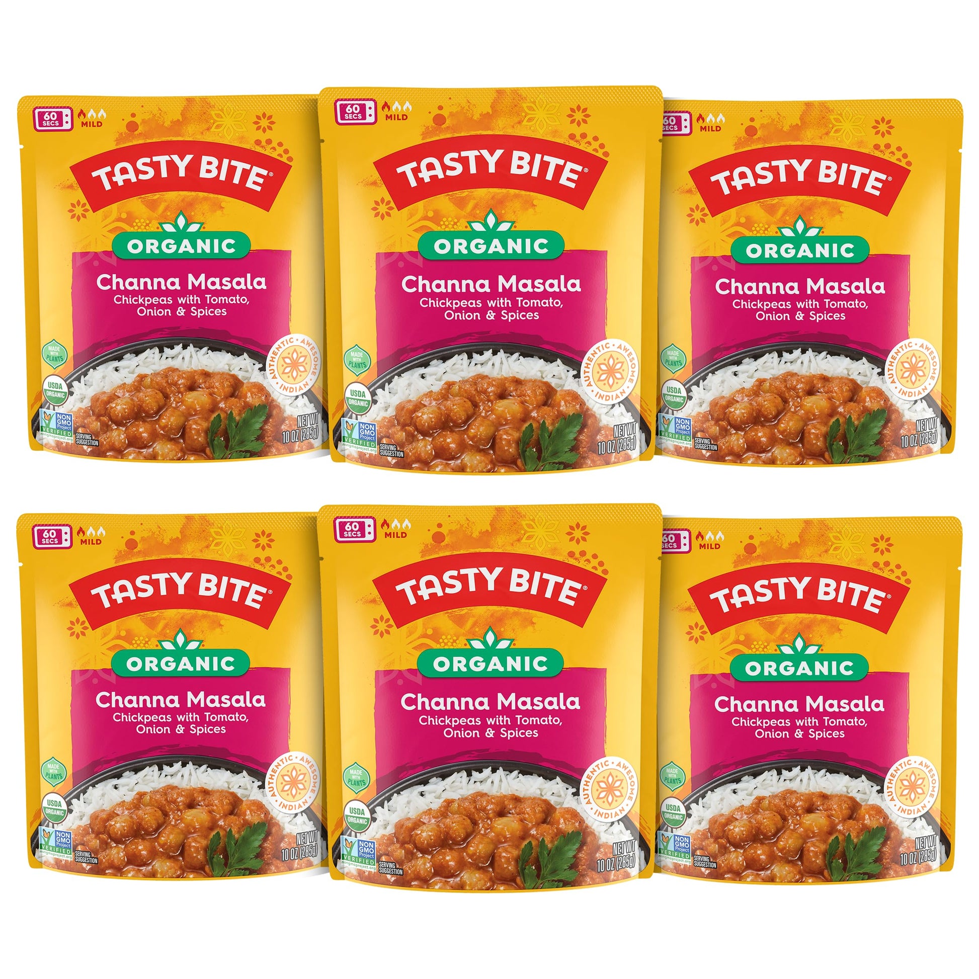Tasty Bite Organic Channa Masala, 10 Ounce, Pack of 6, Ready to Eat, Microwavable Entree, Vegan & Gluten Free