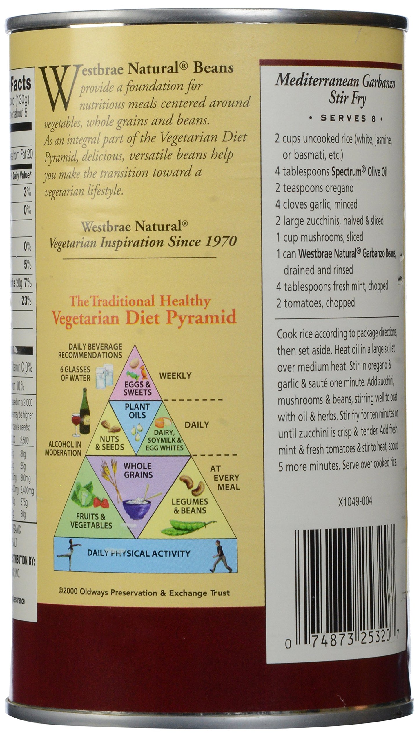 Westbrae Natural Organic Garbanzo Beans, No Salt Added, 25 Oz (Pack of 12)