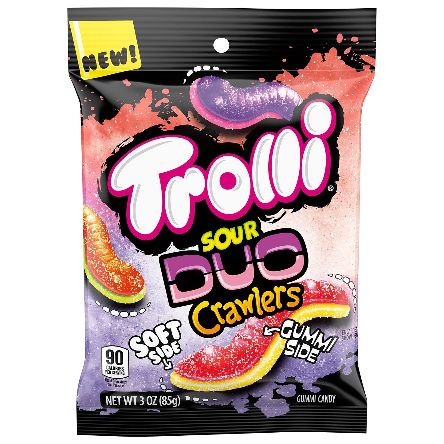Trolli Sour Brite Duo Crawlers Candy, 3 Ounce Bags (Pack Of 12)