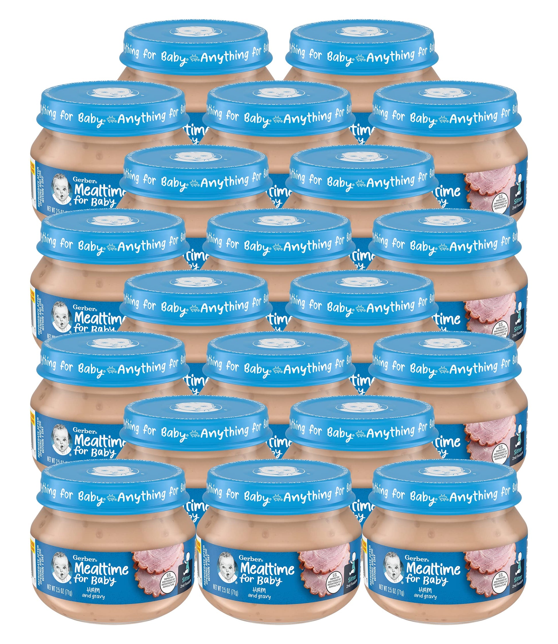 Gerber Purees 2Nd Foods, Ham & Gravy, 2.5 Ounce Jars (Pack Of 20)