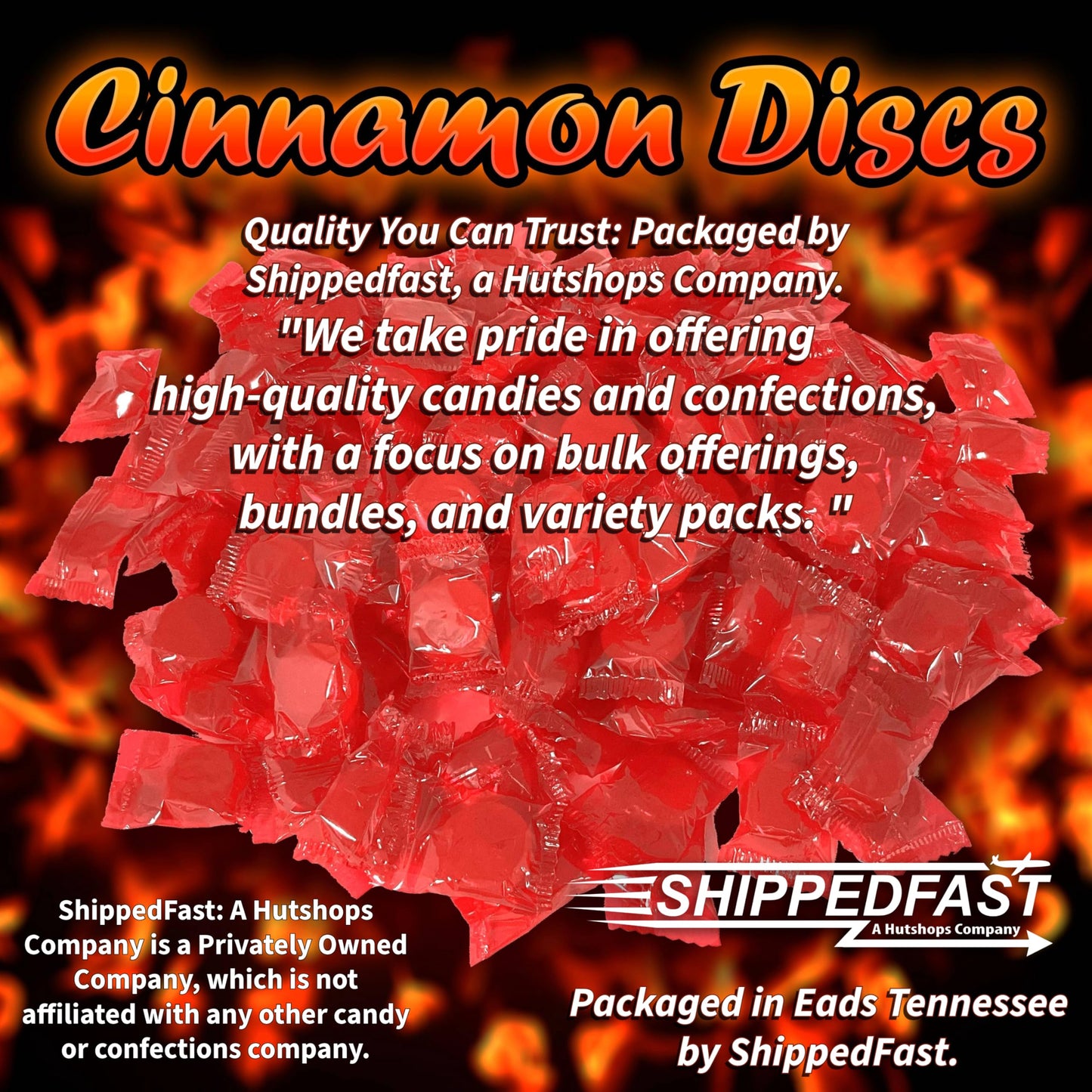 Shippedfast Cinnamon Discs Hard Candies - Individually Wrapped, 2 Pound Bag