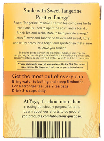Yogi Sweet Tangerine Positive Energy, 16 Tea Bags, Packaging May Vary (Pack Of 1)