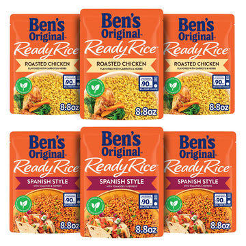 BEN S ORIGINAL Ready Rice Roasted Chicken and Spanish Style Flavored Rice Variety Pack, Easy Dinner Sides, 8.8 OZ Pouch (Pack o
