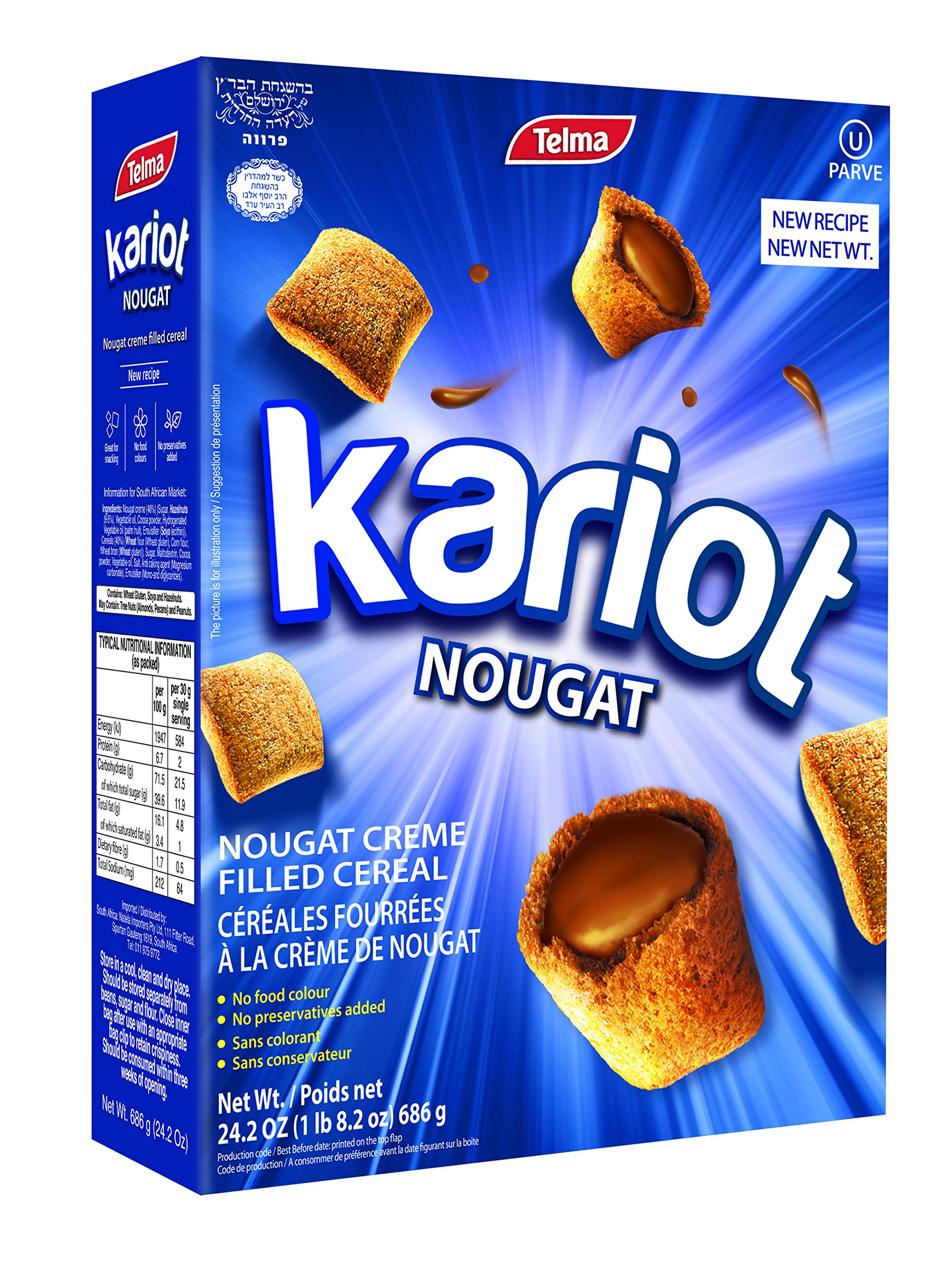 Telma Nougat Creme Filled Kariot Cereal, Family Size (24.2oz) Dairy Free