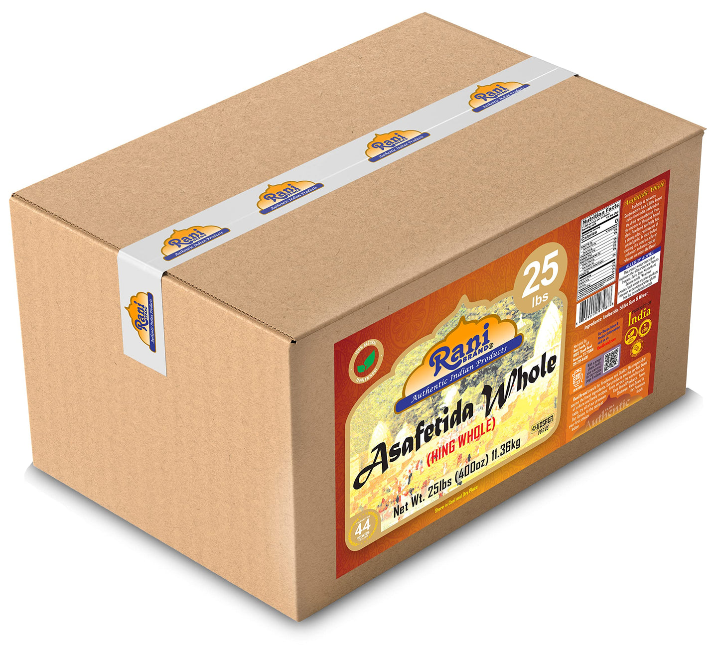 Rani Asafetida (Hing) Whole 400oz (25lbs) 11.36kg Bulk Box ~ All Natural | Salt Free | Vegan | NON-GMO | Kosher | Asafoetida Ind