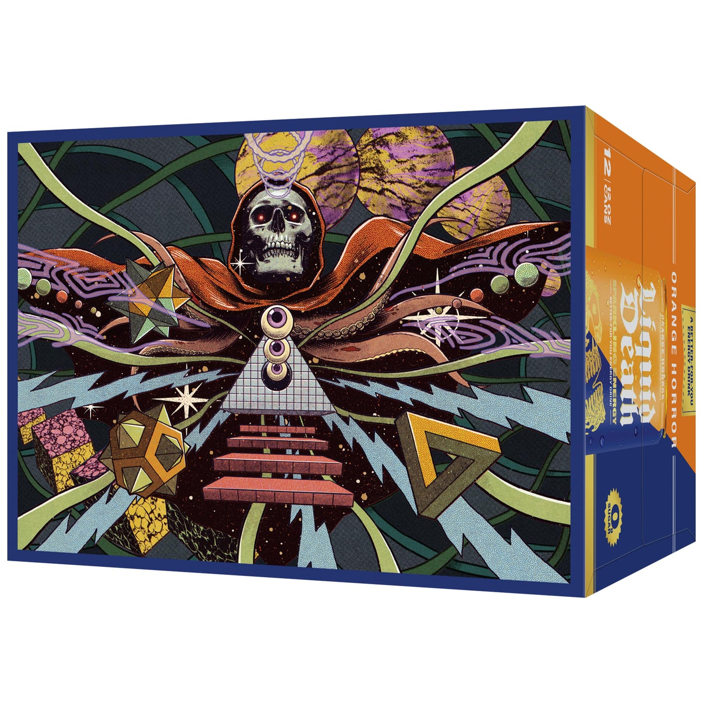 Liquid Death Sparkling Energy - Orange Horror (Orange and Cream Flavor) Sugar-Free Energy Drink Unextreme Caffeine 100mg B Vitamins 12 Fl Oz (Pack of 12)