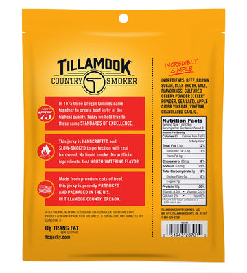 TILLAMOOK COUNTRY SMOKER Real Hardwood Smoked Beef Jerky, Old Fashioned, 2.5 Ounce