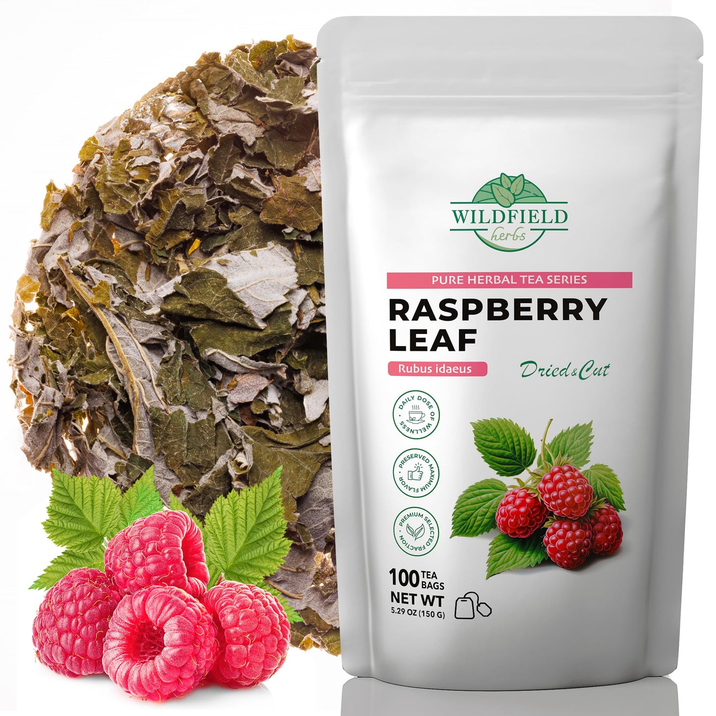 100 Bags Raspberry Leaf Tea Rasberry Leaf Herbs (Rubus Idaeus Folium) - 100 Count 1.5G Bags Rasberry Leave Tea Hojas De Frambues