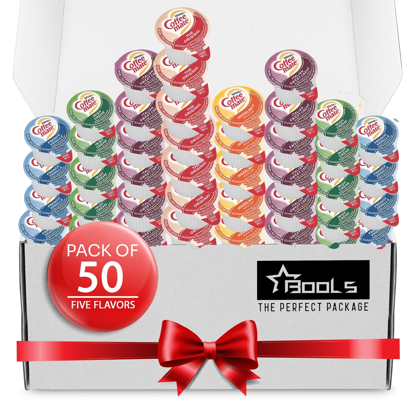 Coffee Creamer Singles Variety Pack, Original & Hazelnut, French Vanilla, Italian Sweet Creme, Irish Creme. 5 Flavor Assortment