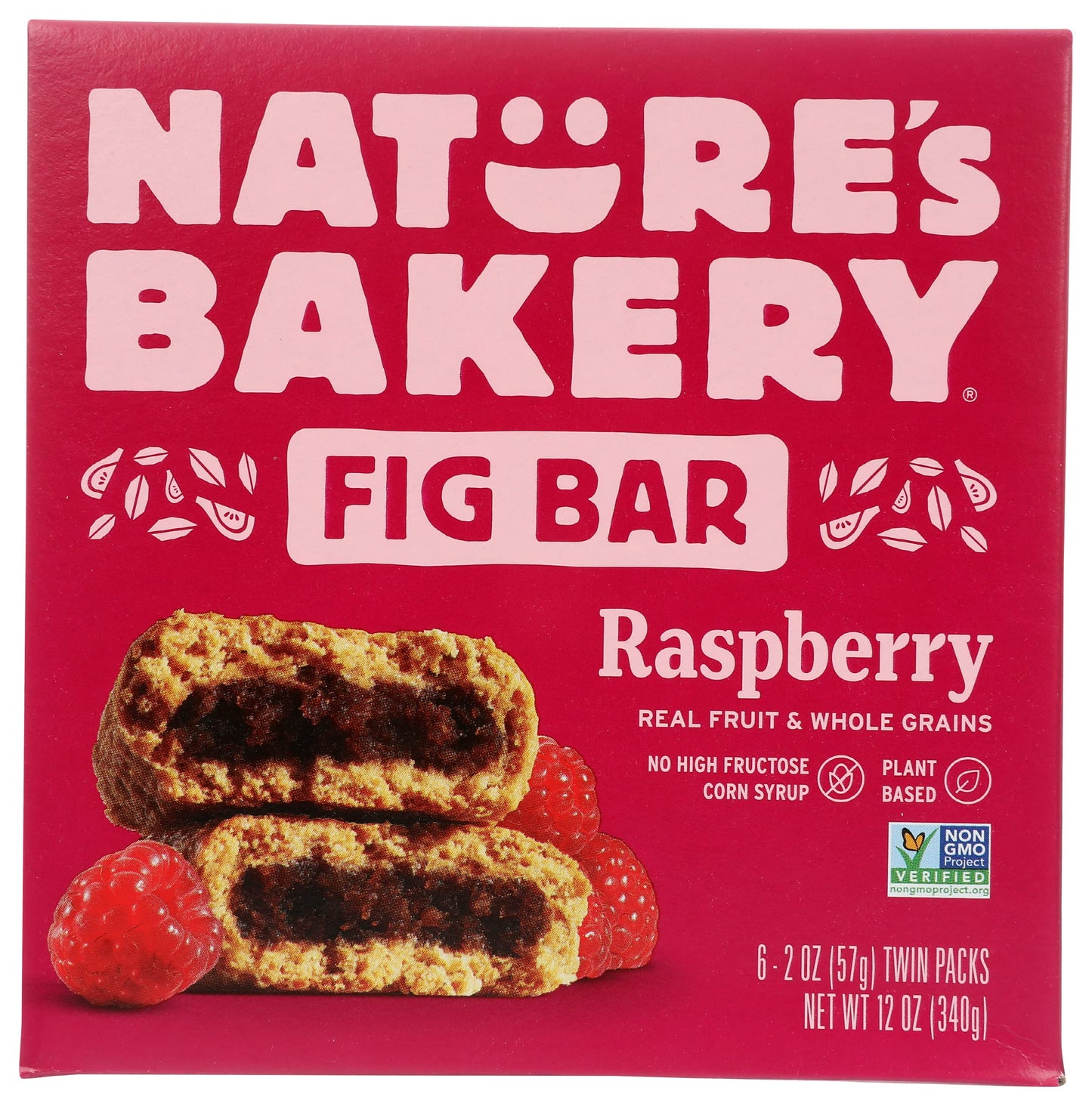 Natures Bakery Whole Wheat Fig Bars, Raspberry, Vegan, Non-GMO, Pack of 6, 12 Oz