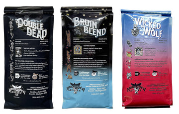 Raven'S Brew Whole Bean Coffee Variety Pack - 3 Delicious Flavors - Double Dead, Bruin Blend And Wicked Wolf - 12Oz Each