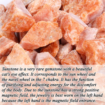 Top Plaza Bulk Sunstone Healing Crystals Rough Stones - Large 1'' Natural Raw Stones Crystal For Reiki Healing, Wicca, Witchcraf