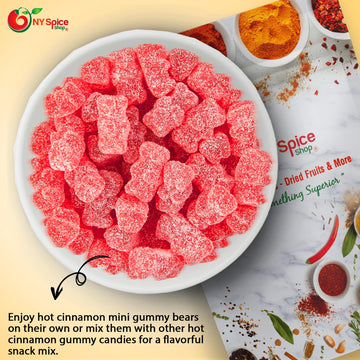 NY Spice Shop Cinnamon Bears - 8 Ounce Sweet and Spicy Cinnamon Gummy Bears - Tasty Cinnamon Bears Candy - Fruit Juice Hot Gummy