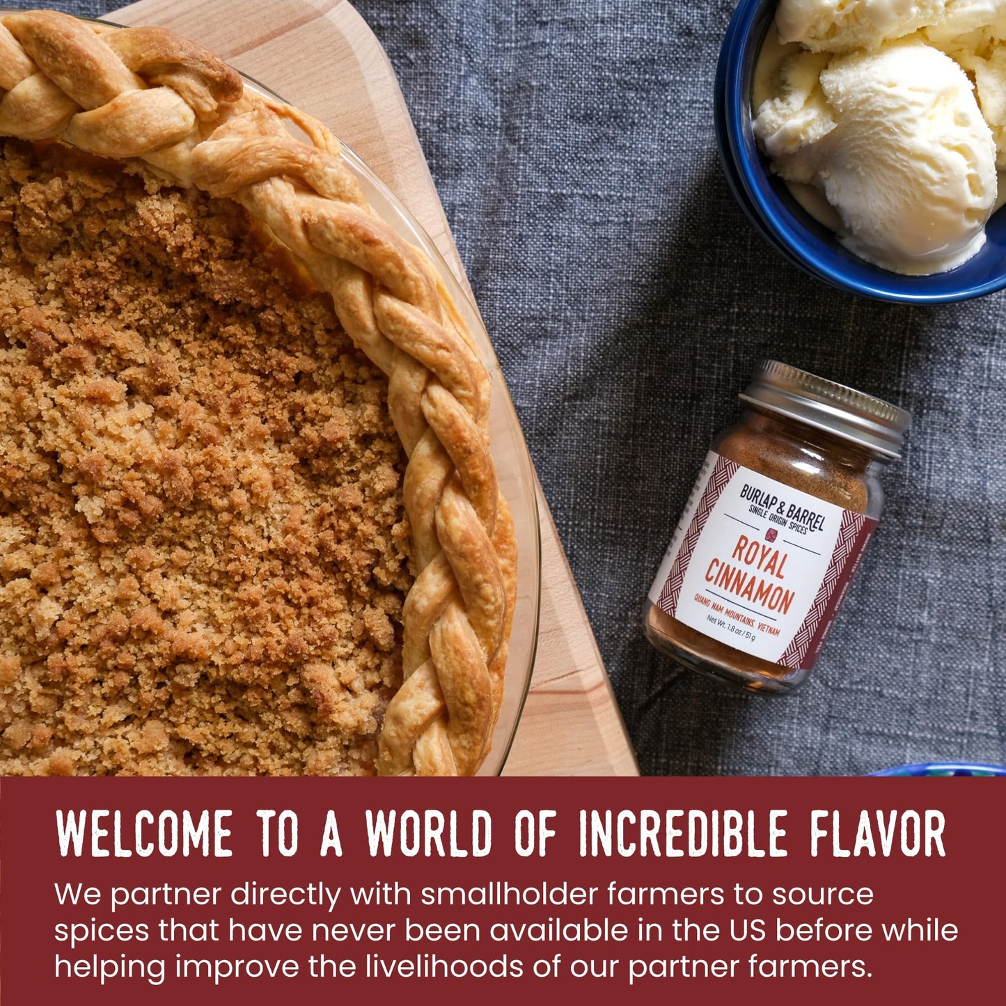 Burlap & Barrel Royal Cinnamon Powder - Intense Sweetness & Spiciness - 1.8oz Glass Jar