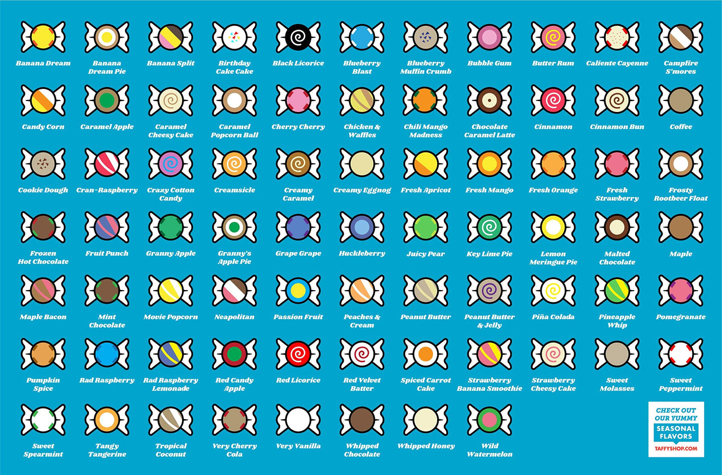 Taffy Shop San Francisco Salt Water Taffy - Small Batch Salt Water Taffies Made In The Usa - Super Soft, Sweet, Taffy Candy - Guaranteed Fresh - Gluten-Free, Soy-Free, Peanut-Free - 7Oz