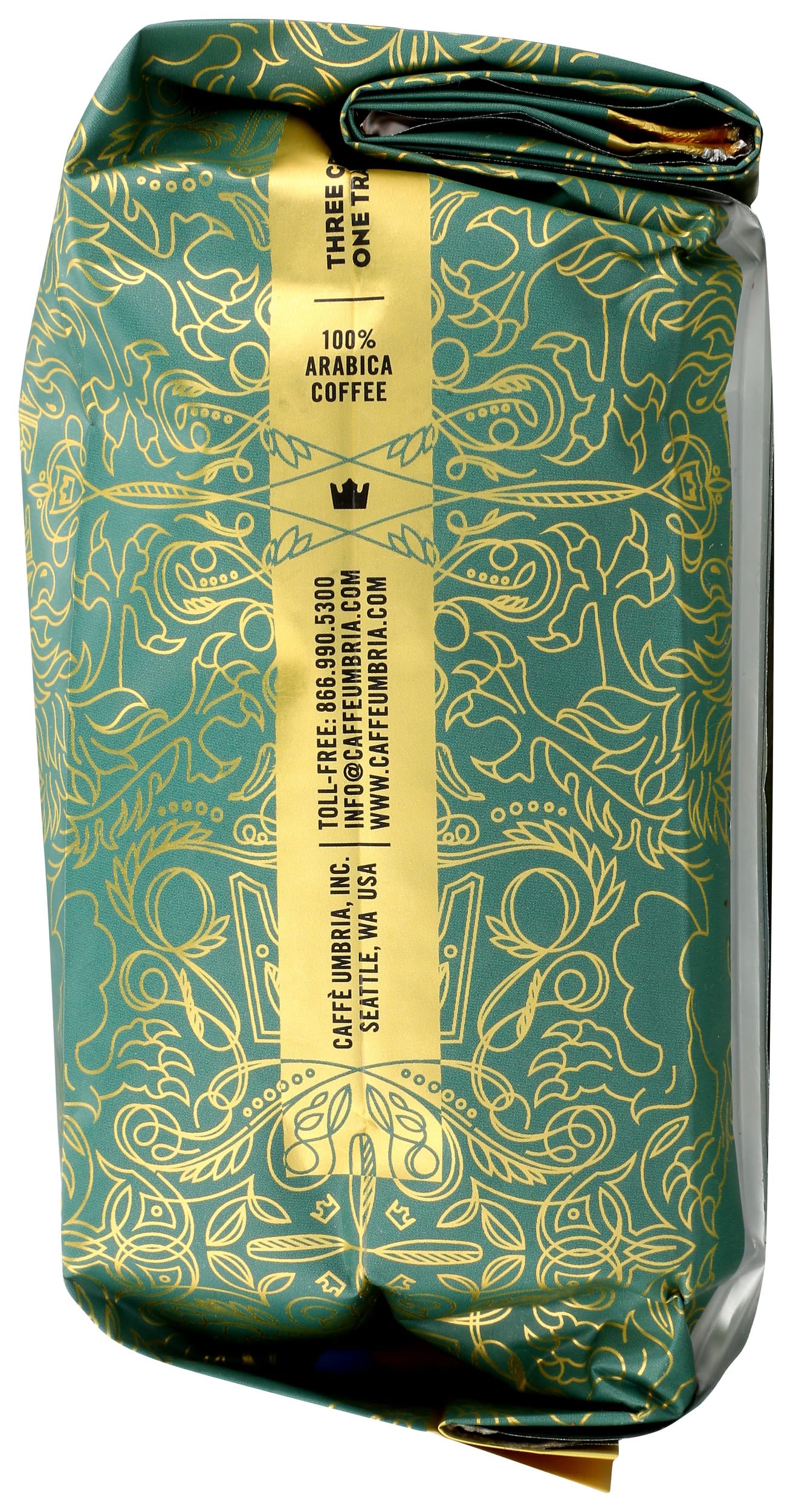 Caffe Umbria Fresh Seattle Whole Bean Roasted Coffee, Leone Blend Light Roast 12Oz. Bag