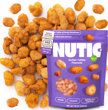 Nutic'S Gourmet Butter Toffee Peanuts - 2 Lbs Of Crunchy, Candied Peanuts For Snacking - Sweet & Toasted Peanuts With A Butter F