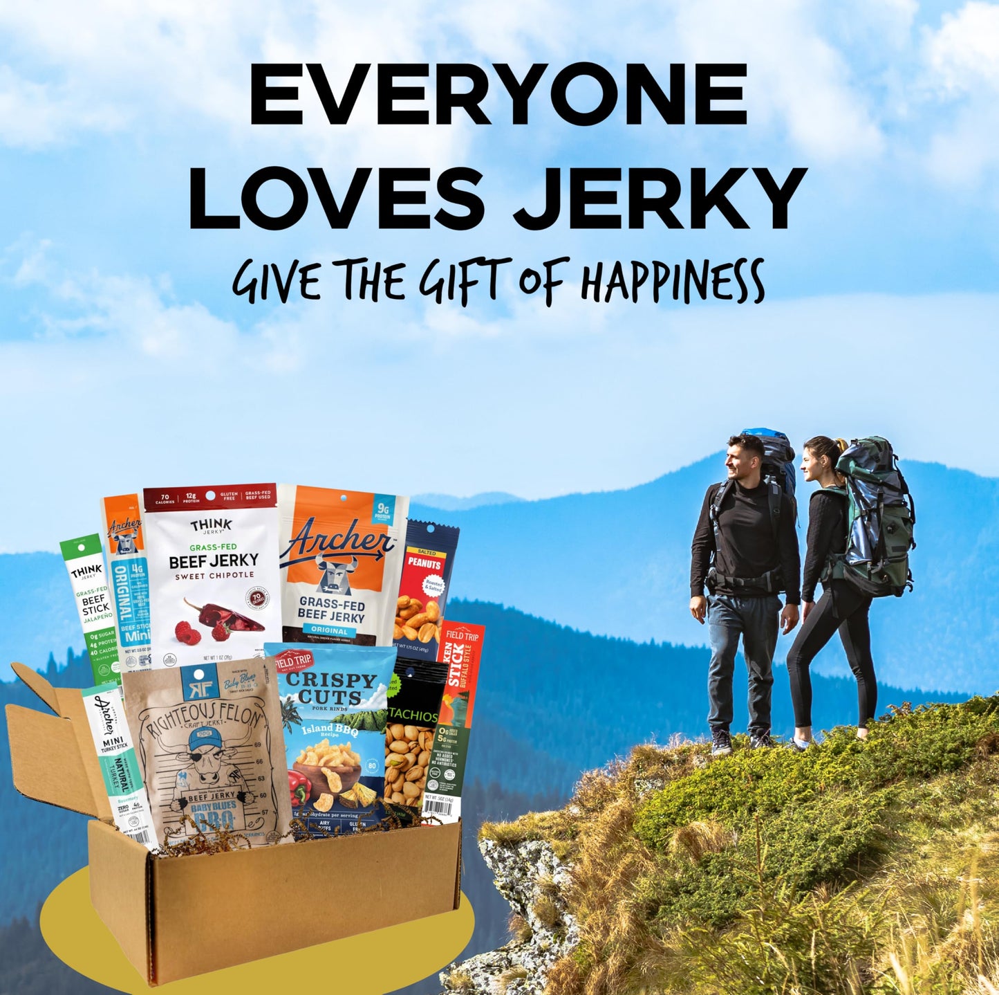Macho Man Snack Pack Jerky Gift Box - High Protein Snacks For Men, Curated Beef Jerky Assortment Gift Box For Men, Husband, Dad, Boyfriend, Low Carb Keto