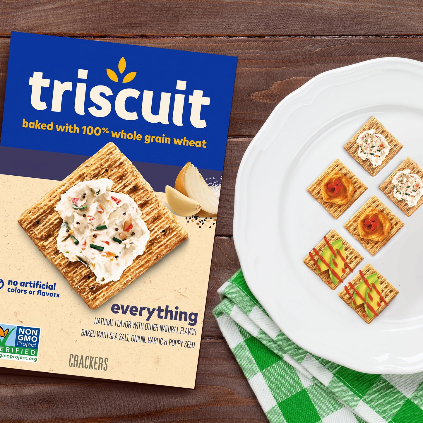 Triscuit Everything Whole Grain Wheat Crackers, Lunch Snacks, Snack Crackers, 8.5 oz