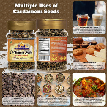 Rani Cardamom (Elachi) Decorticated Seeds Indian Spice 3.25Oz (92G) Pet Jar~ All Natural | Vegan | Gluten Friendly | Non-Gmo | Indian Origin