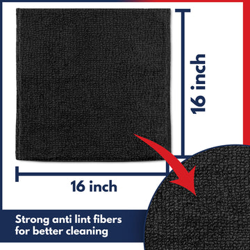 Usanooks Microfiber Cleaning Cloth - 12Pcs (16X16 Inch) High Performance - 1200 Washes, Ultra Absorbent Car Towels Traps Grime &
