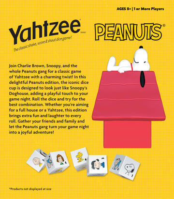 Yahtzee: Peanuts Edition, Exclusive Snoopys Doghouse Cup, Roll The Dice With Charlie Brown, Woodstock & The Peanuts Gang, Dice R