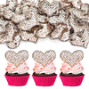 24Pcs Valentines Day Heart Cupcake Toppers Rose Gold Valentines Day Cupcake Picks Decorations for Valentine's Day Theme Wedding