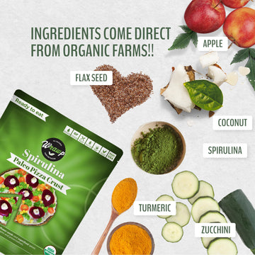 Paleo Pizza Crust | Flavored Organic Gluten Free, Dairy Free, Soy Free, Nut Free And Vegan Pizza Crust (Spirulina, 3 Pack)