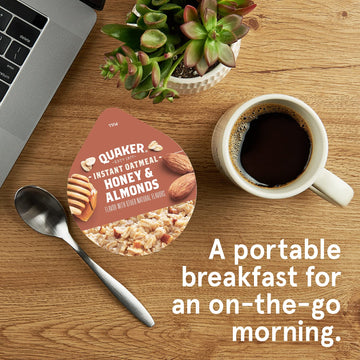 Quaker Instant Oatmeal Express Cups, Honey & Almonds, 1.76 Ounce (Pack of 12)