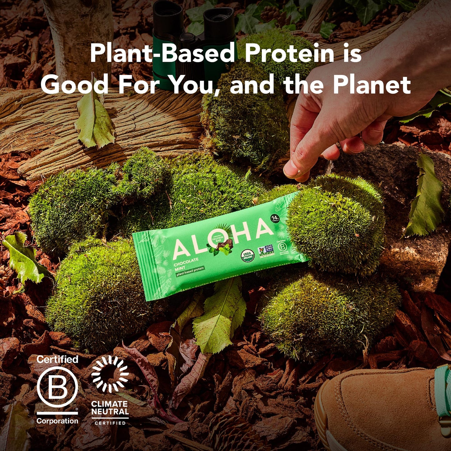 ALOHA Organic Plant Based Protein Bars |Peanut Butter Chocolate Chip | 1.98 Oz (Pack of 12) | Vegan, Low Sugar, Gluten Free, Pal