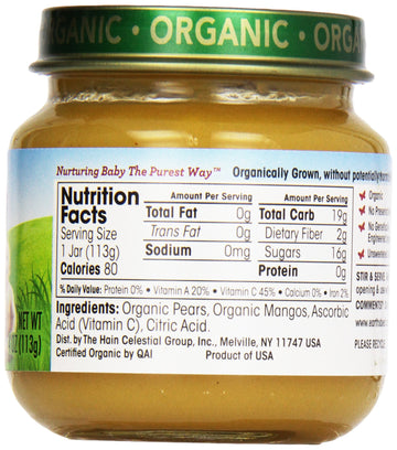 Earth'S Best, Strained Pear Mango, 4 Oz