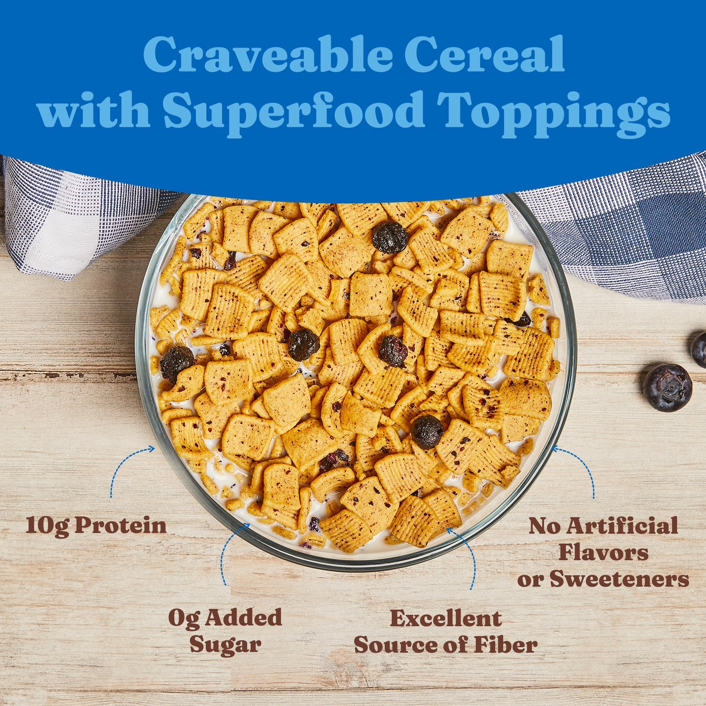 Catalina Crunch Protein Cereal - Breakfast Cereal With 10G Of Protein, No Added Sugar - Gluten Free, Keto Friendly - Blueberry M