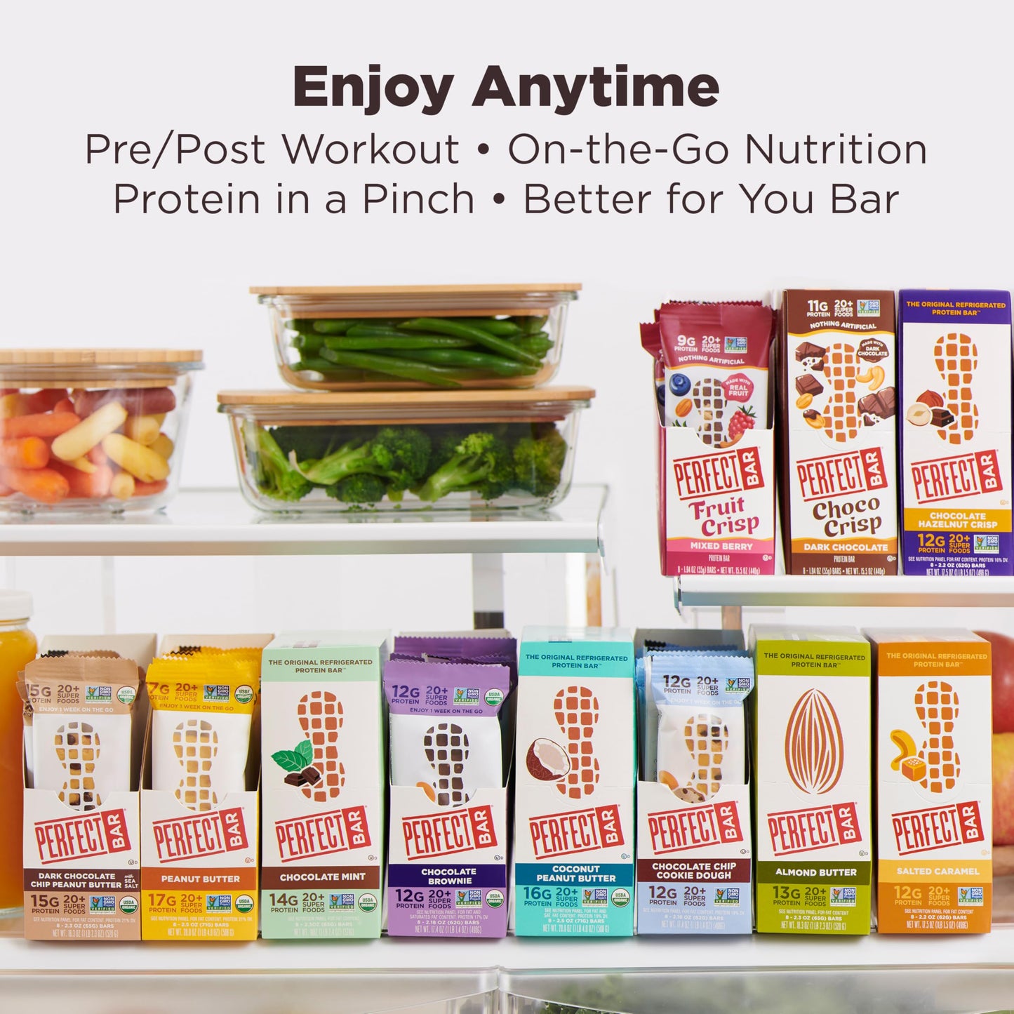 Perfect Bar Original Refrigerated Protein Bar, Peanut Butter Lovers Variety Bundle, 2.2 - 2.5 Ounce Bar, 8 Count