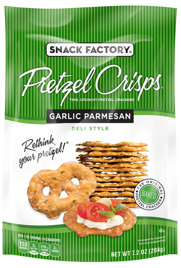 Snack Factory Garlic Pretzel Crisps, 7.2-Ounce Bags (Pack of 12)