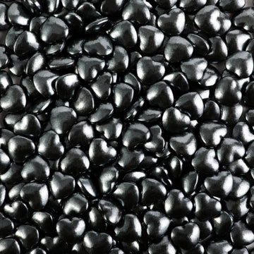KASVAN Black Heart Shapes Edible Sprinkles - 130g Baking & Decorating Toppings for Cakes, Cookies, Ice Cream, Weddings & Parties
