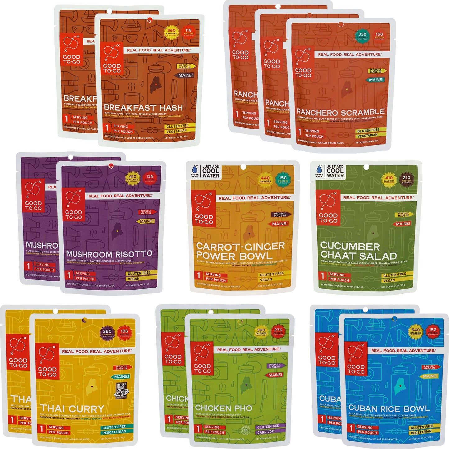 Good To-Go Trek Food Kit | Camping & Backpacking Food | Just Add Water Backpacking Meals | Good To-Go Dehydrated Meals Taste Bet